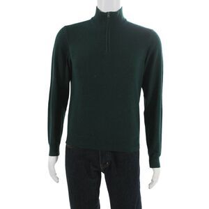 Hackett Mens Merino Wool Mock Neck Pullover Sweater Green Size S